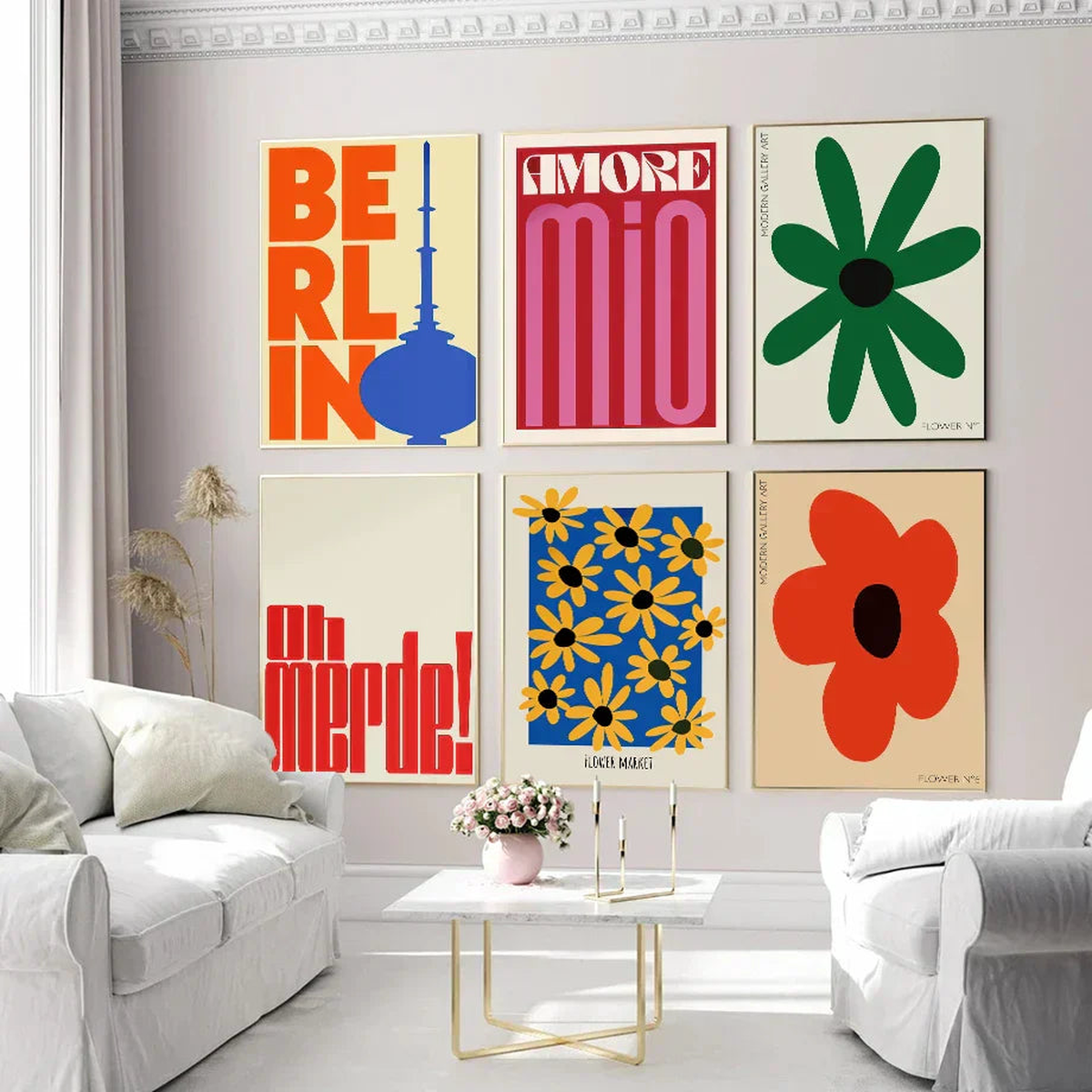 Abstract Flowers Wall Art Canvas