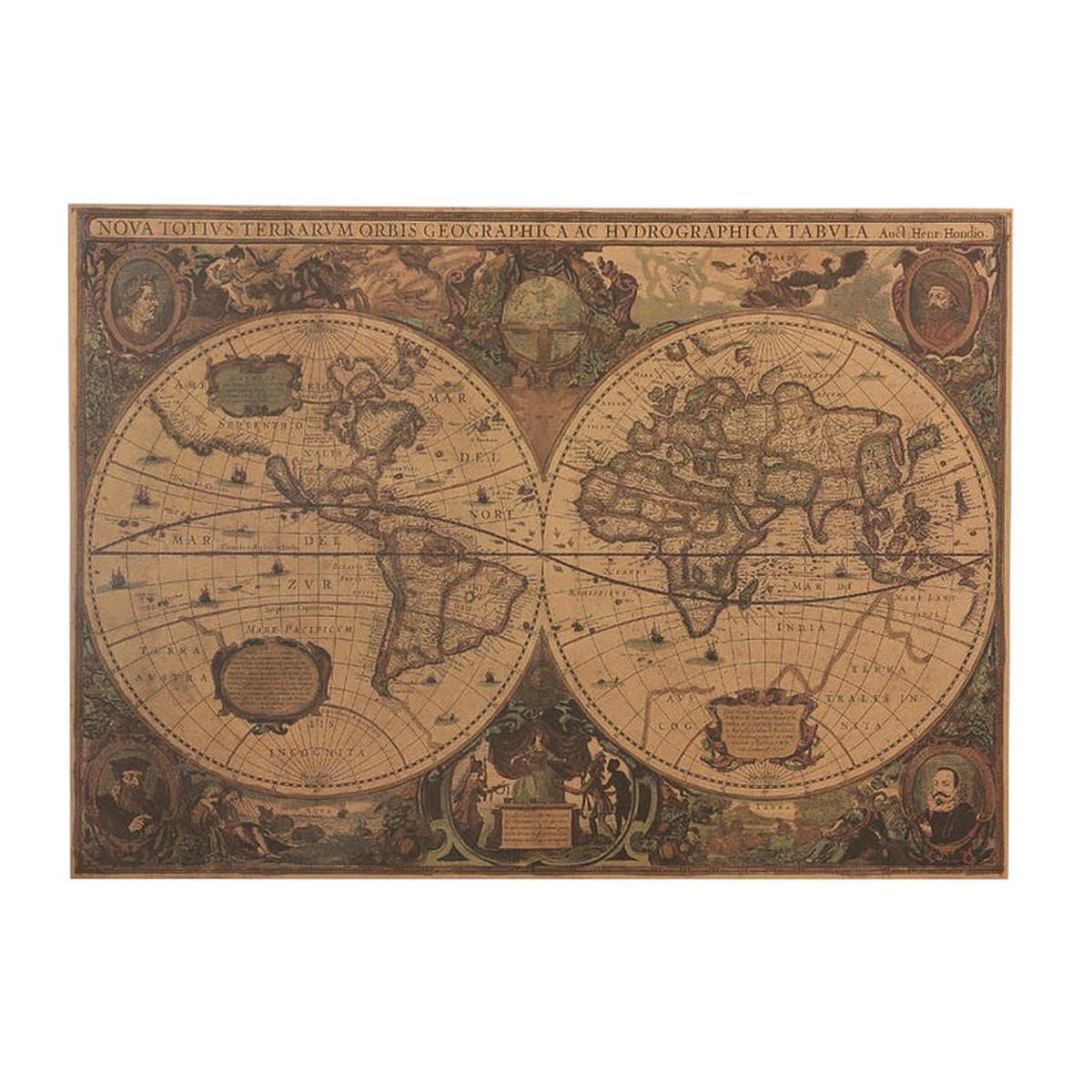 Yeknu Vintage World Map Kraft Paper Poster