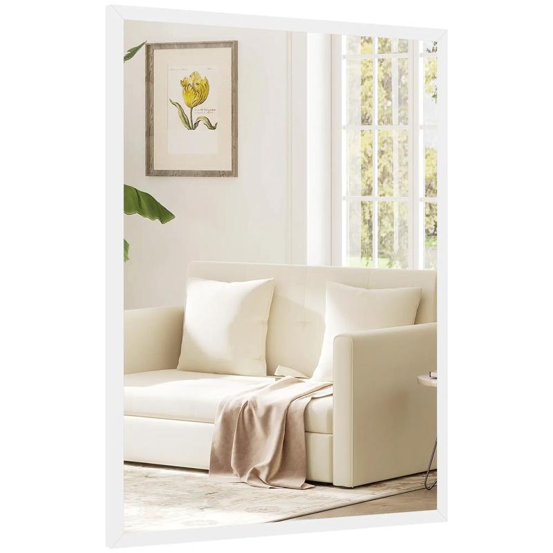 22" x 30" White Rectangular Wall Mirror, Bathroom Living Room Bedroom Entryway, White