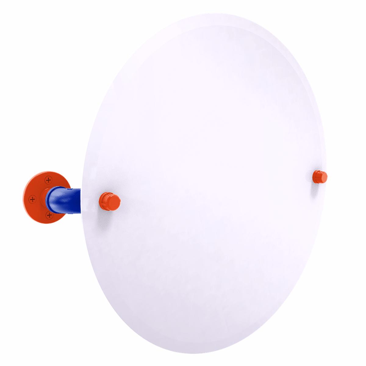 Collegiate Collection Frameless Oval Wall Mounted Tilt Mirror Swamp Blue and Orange Edition
