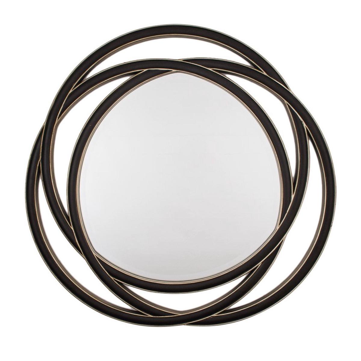 RV Astley Dove Round Mirror In Walnut And Champagne Silver