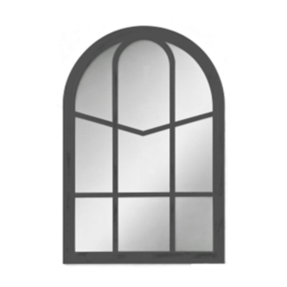 Arched Windowpane Wall Mirror | Black Frame, Divided Pane, 36 x 51cm