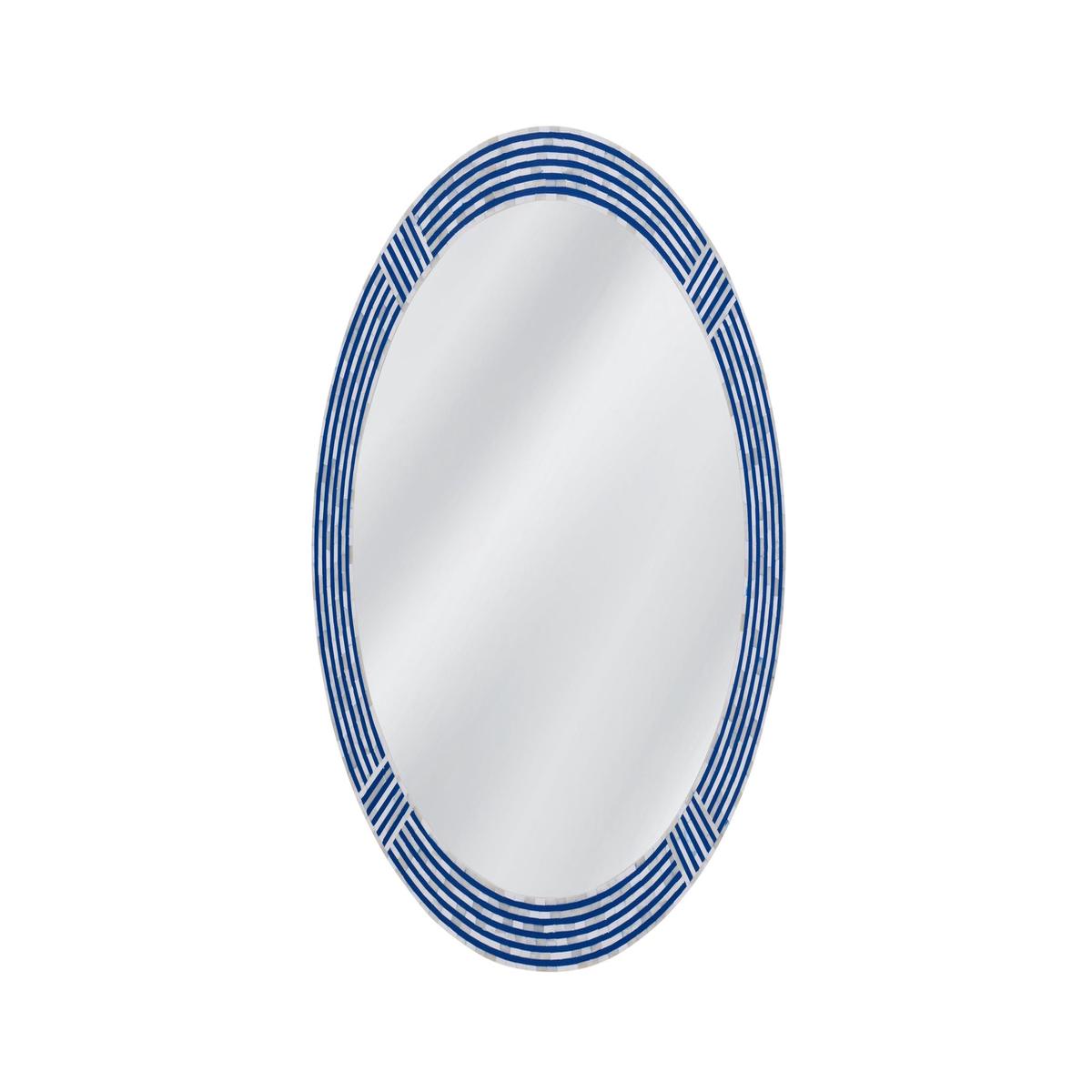 Blue Circle - Wall Mirror - Blue / Cream