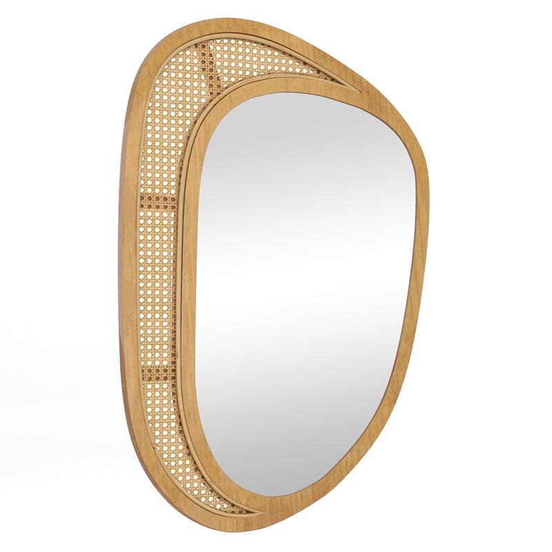 Bohemian Irregular Wall Mirror, Wooden Frame, Natural