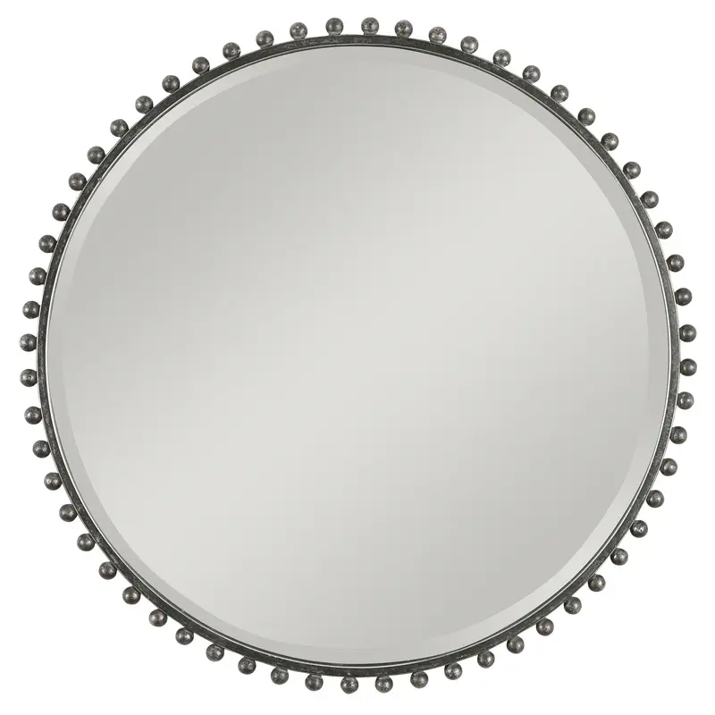 Taza - Round Iron Mirror - Dark Gray