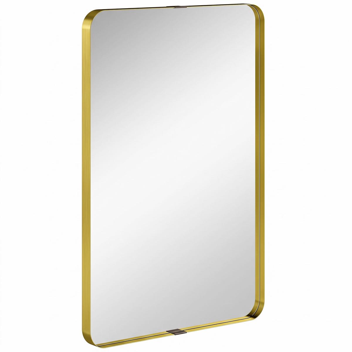 Wall Mirror Shatter Resistant with Deep Frame for Busy Homes Ready to Hang Gold