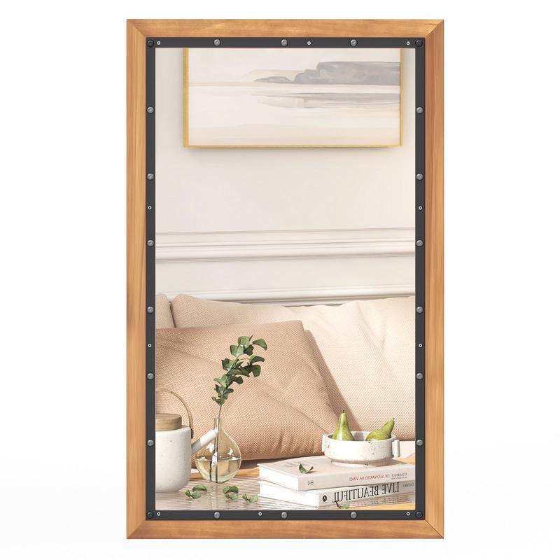22 x 36 Inch Rectangular Wall Mirror, Natural, With Back Board - Natural