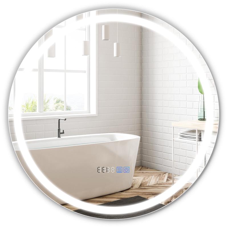 24 Inch Anti-Fog Bathroom Mirror, LED Lights, Temperature Display