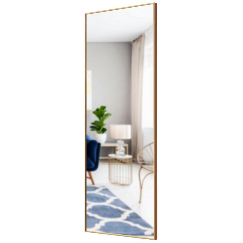 59 Inch Full Length Mirror, Large Rectangle Bedroom Mirror, Golden - Golden