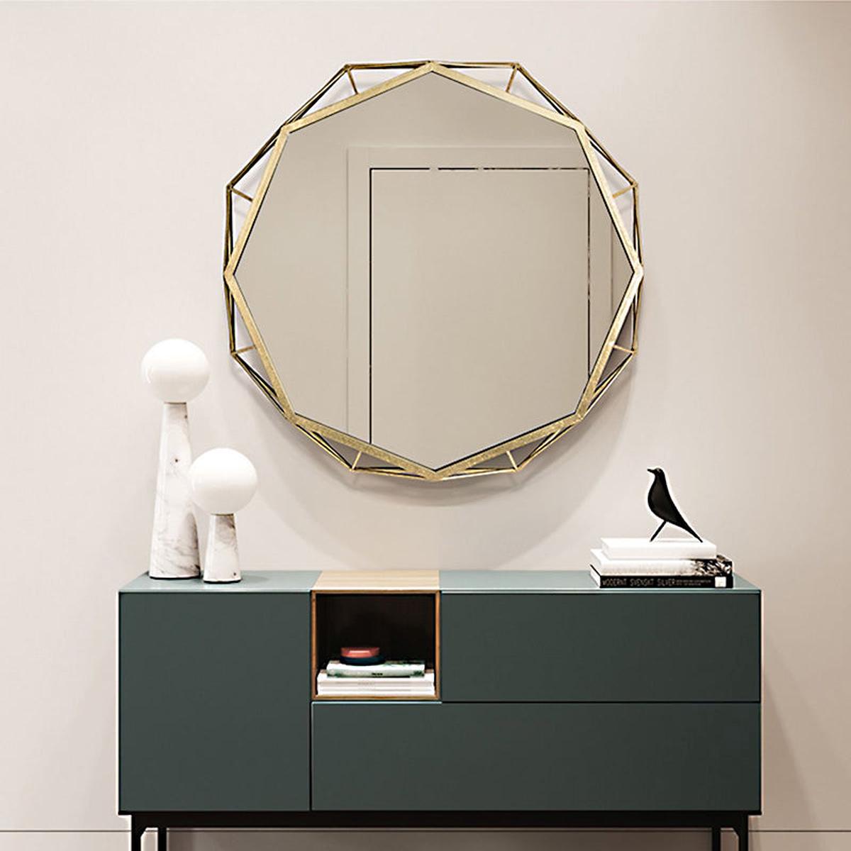 American Style Geometric Asymmetrical Wall Mirror - Luxury Iron Art