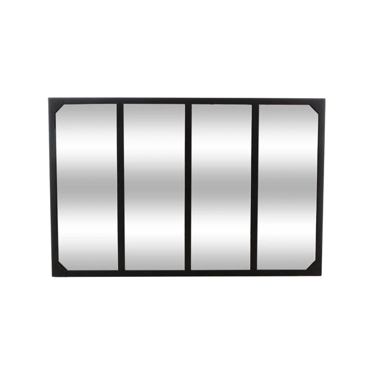 Atmosphera Lola Multi-Panel Black Metal Wall Mirror | 116 x 76cm