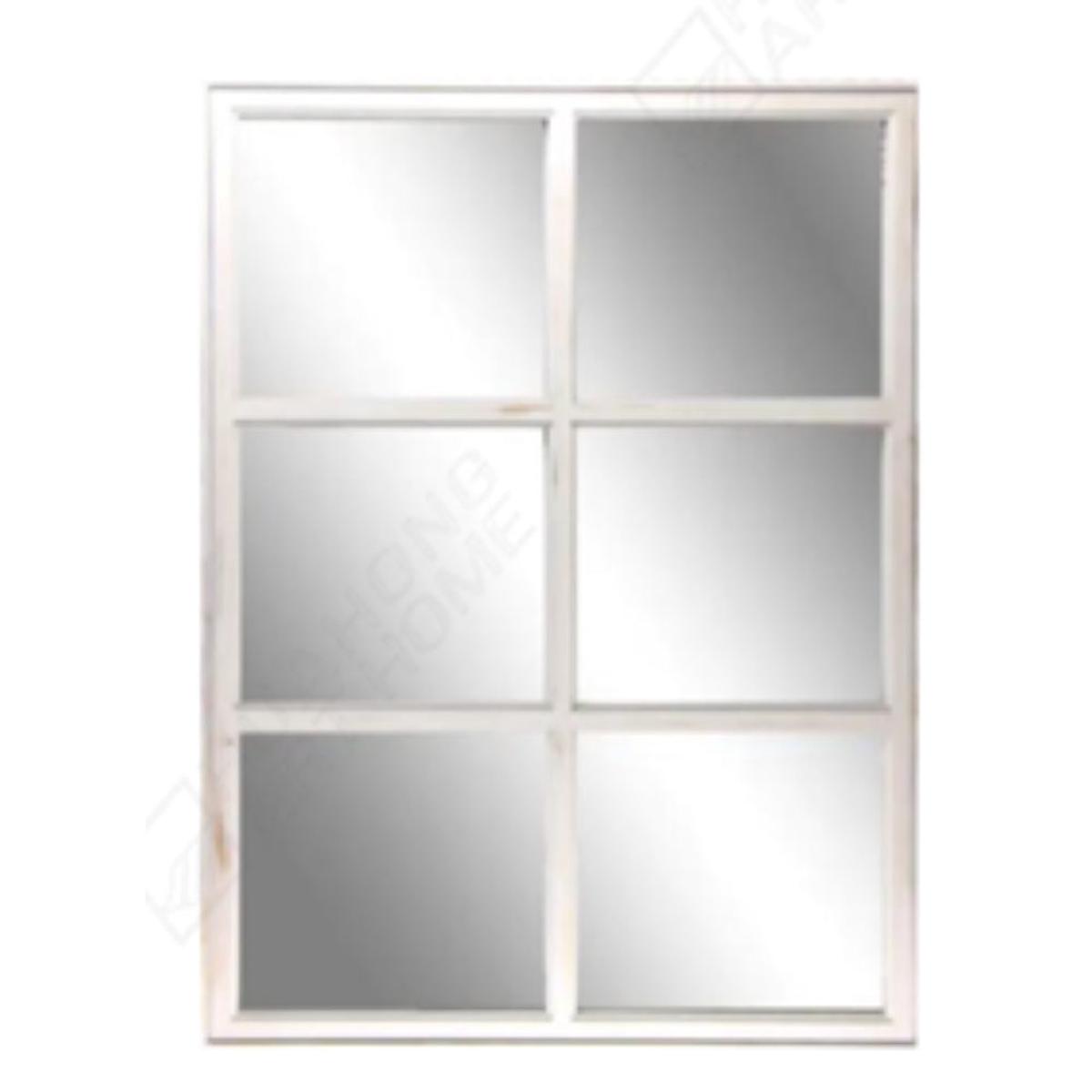 Black Six-Pane Window-Style Decorative Wall Mirror | 65 x 96cm