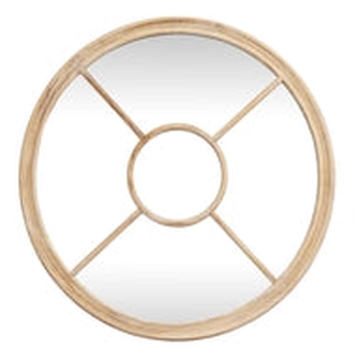 Washed Wood Round Window Style Mirror