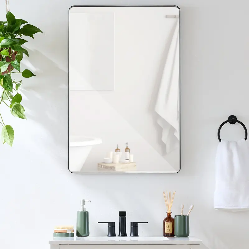 2-Way Rectangle Wall Mirror w/ Rounded Corners, Anti-Blast Film - 24x36in