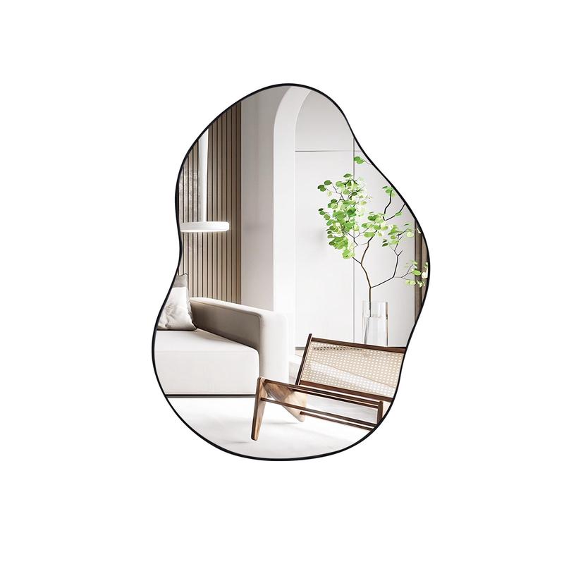 22 Inch x 30.5 Inch Irregular Wall Mirror, Black