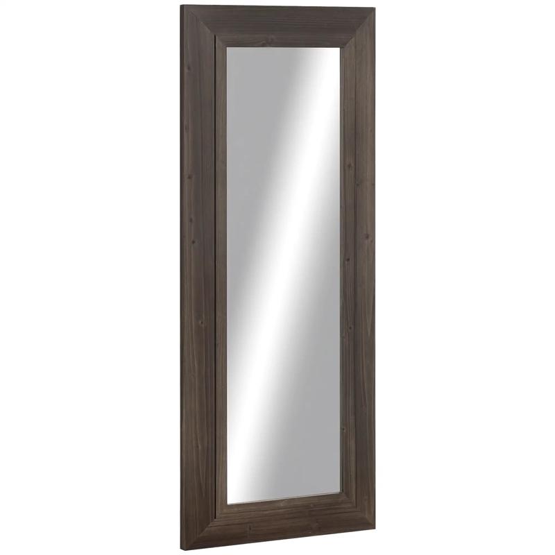 59" x 23.5" Full Length Mirror, Farmhouse Wall Mount, Dark Brown