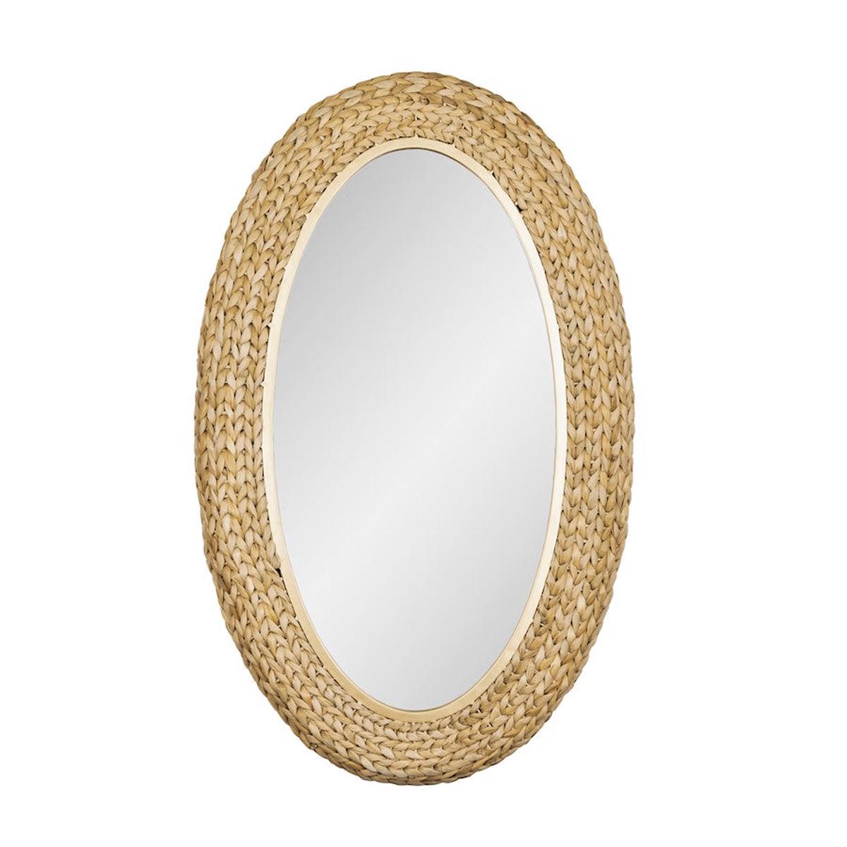 Varaluz Athena 24x40 Oval Wall Mirror, French Gold/Natural Seagrass