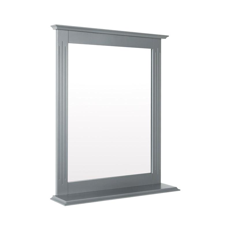 Wall Mounted Vanity Mirror With Shelf, Gray
