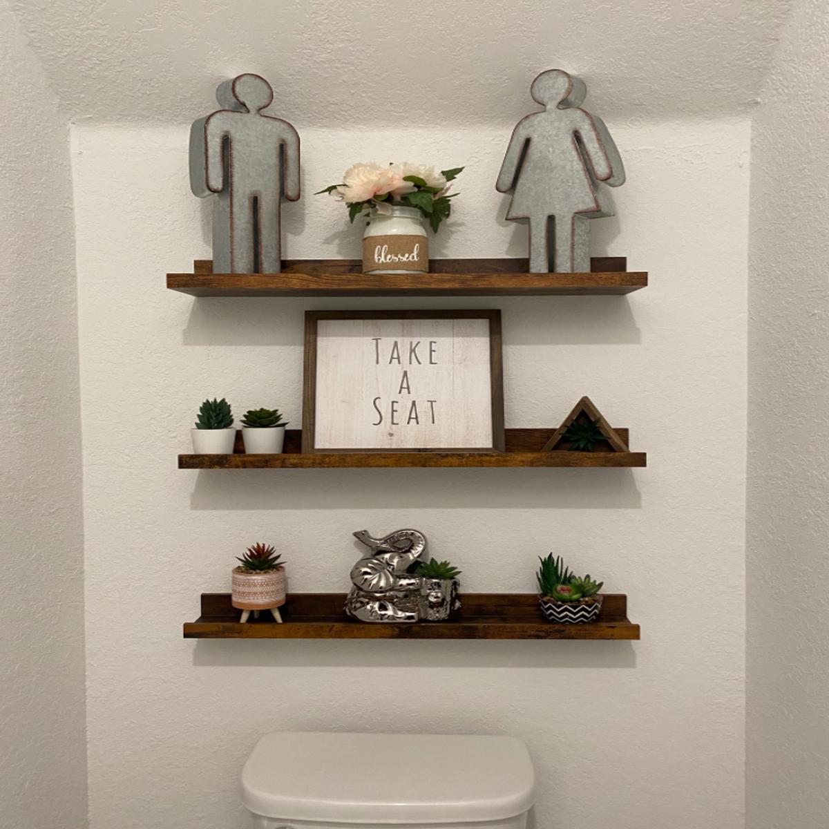 24 Inch Floating Shelves Wall Mounted Set of 3, Rustic Large Wall Shelves