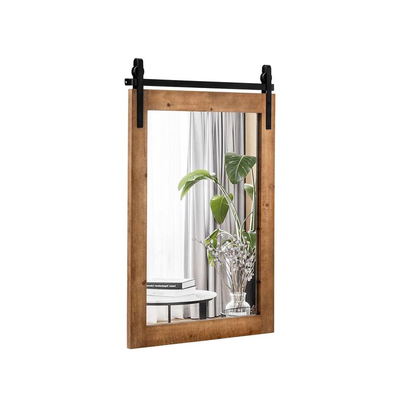 30 x 22 Inch Wall Mirror, Wood Frame, Brown