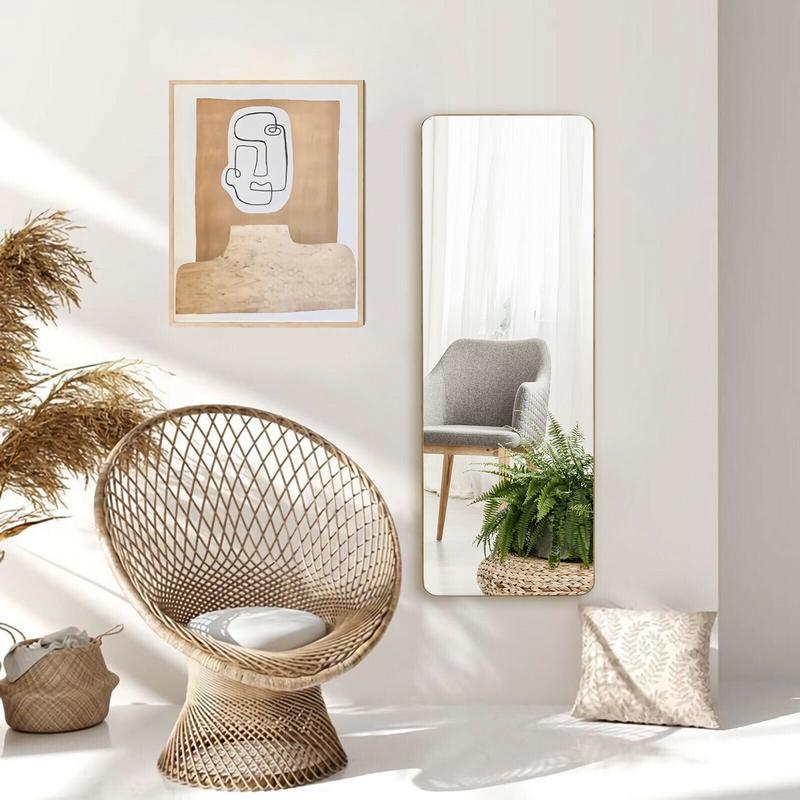 39.5 x 11 Inch Wall Mounted Over the Door Bamboo Frame Frameless Mirror
