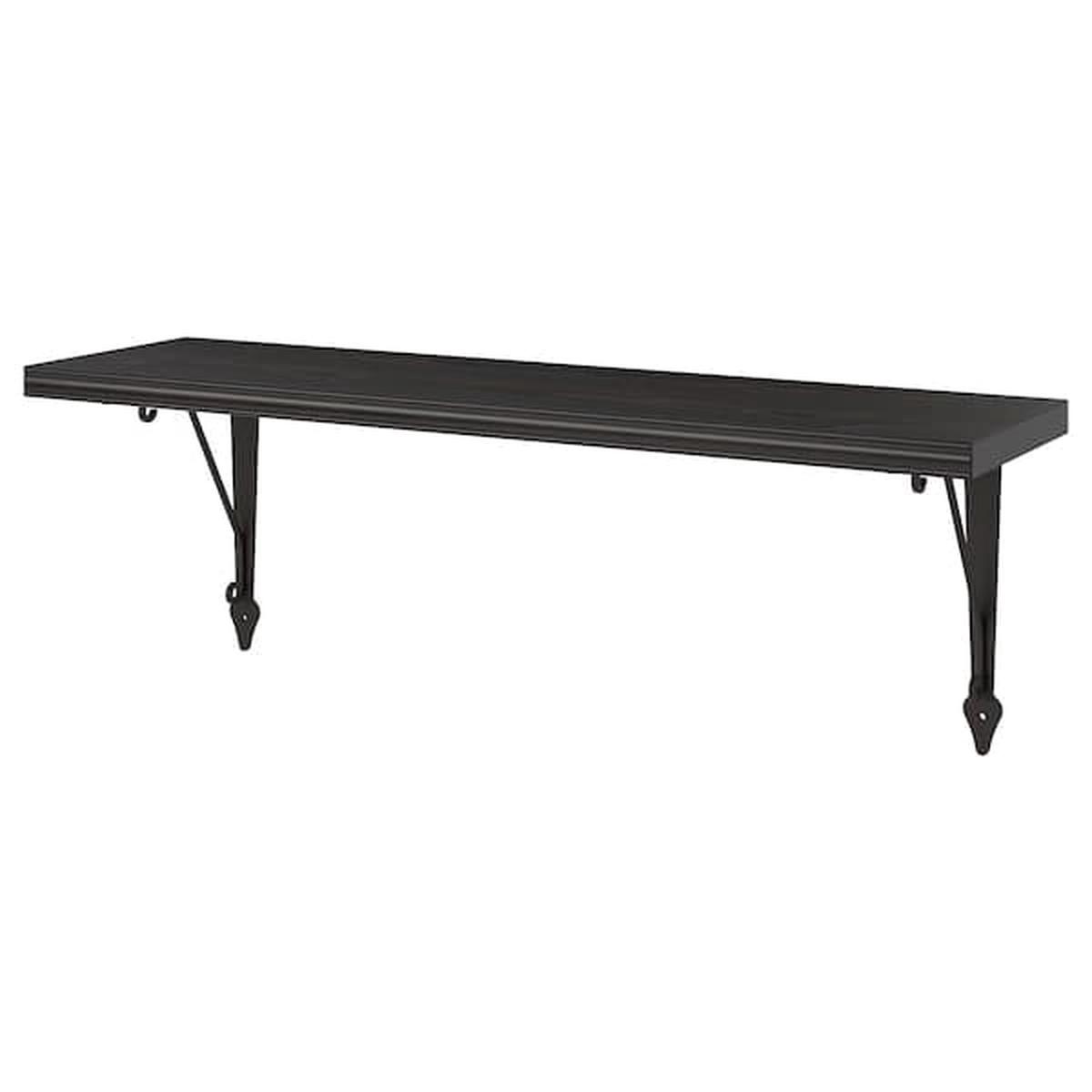 BERGSHULT / KROKSHULT wall shelf, brown-black/anthracite, 80x20 cm