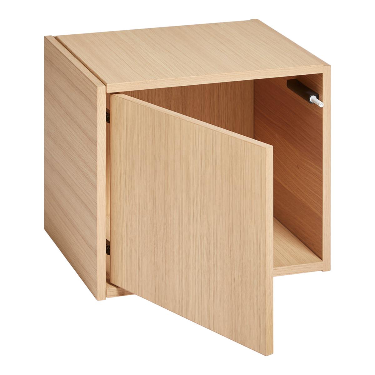 Bricks Cube Modular Wall Shelves - White Pigmented Lacquered Oak | Door Left