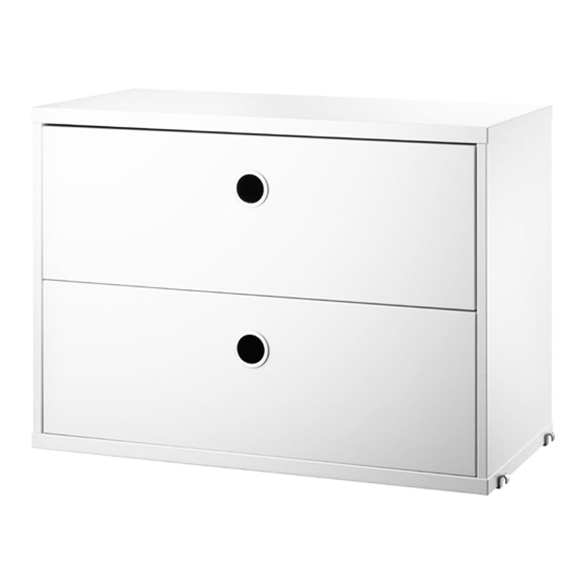 Cabinets with Two Drawers - White Lacquered MDF | 22.8" W x 11.8" D x 16.5" H
