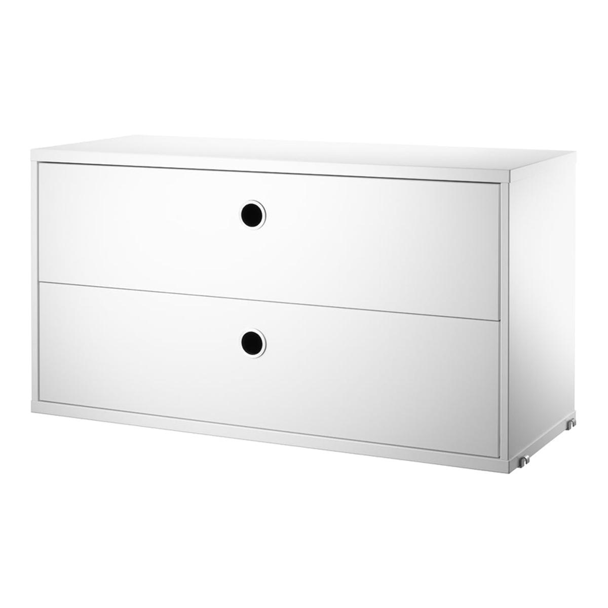 Cabinets with Two Drawers - White Lacquered MDF | 30.7" W x 11.8" D x 16.5" H