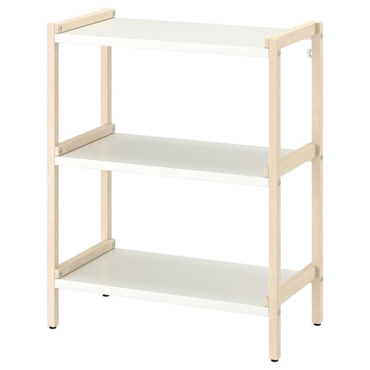 EKENABBEN open shelving unit, aspen/white, 70x34x86 cm
