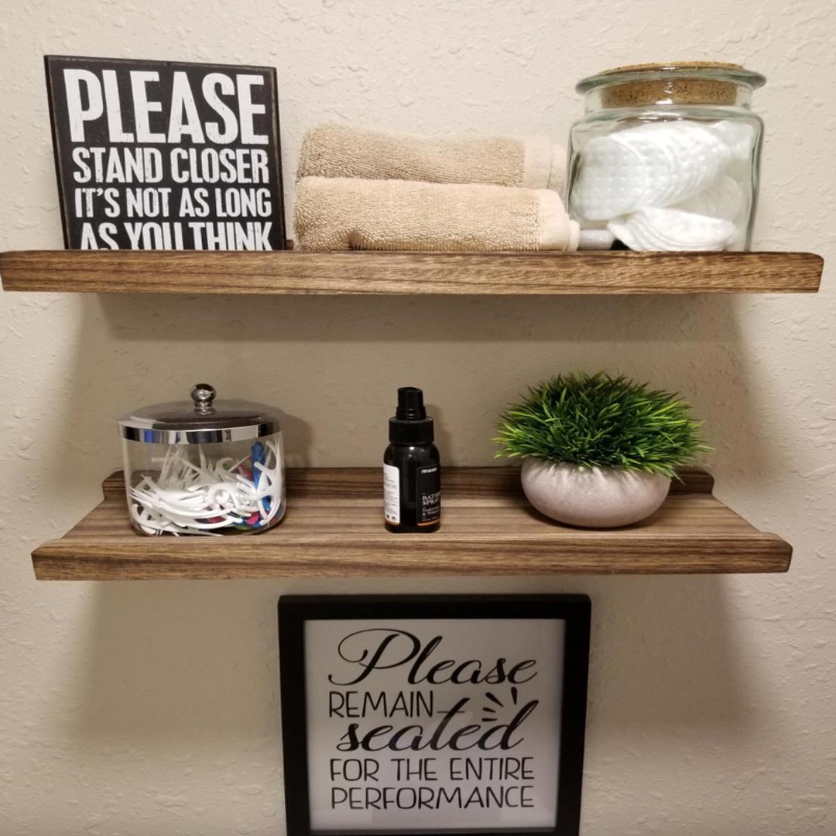 Floating Shelves Wall Mounted Set of 2 ,17 Inch Rustic Wood