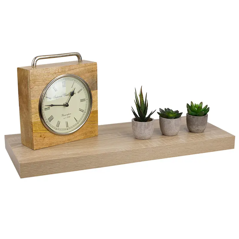 Home Basics Decorative Rectangular Wood Floating Shelf, Oak Design, 23.5x9x1.5 Inches