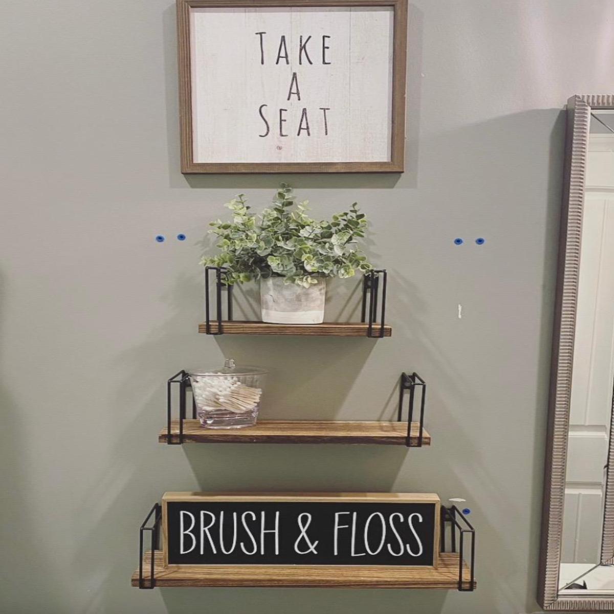 Rustic Floating Shelves, Wood Wall Shelves Set of 3, Wall Mounted Hanging Shelves