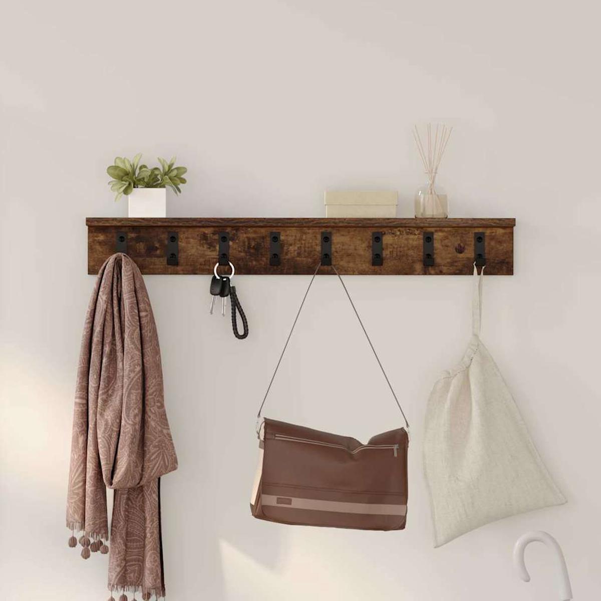 vidaXL Wall-Mounted Coat Rack Smoked Oak 80 x 10.5 x 10.5 cm