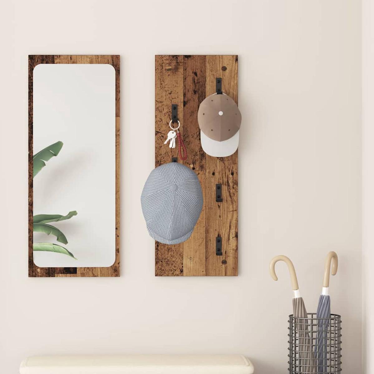 vidaXL Wall-Mounted Coat Rack Wall-mounted Old Wood 30 x 1.5 x 80 cm