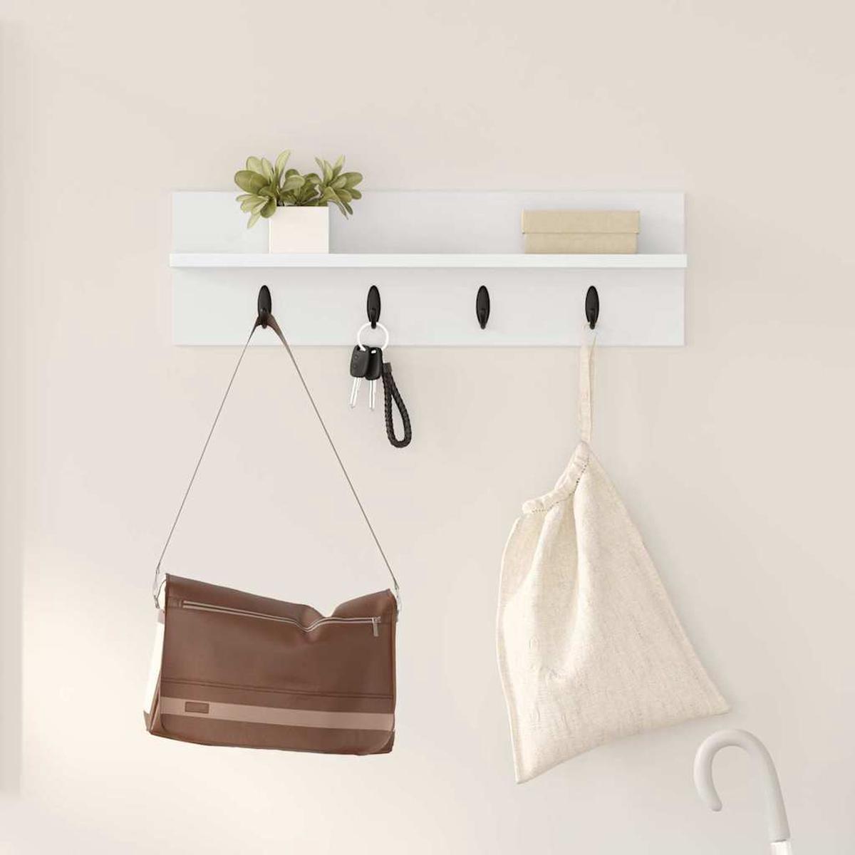 vidaXL Wall-Mounted Coat Rack White 60 x 10.5 x 18 cm Engineered wood