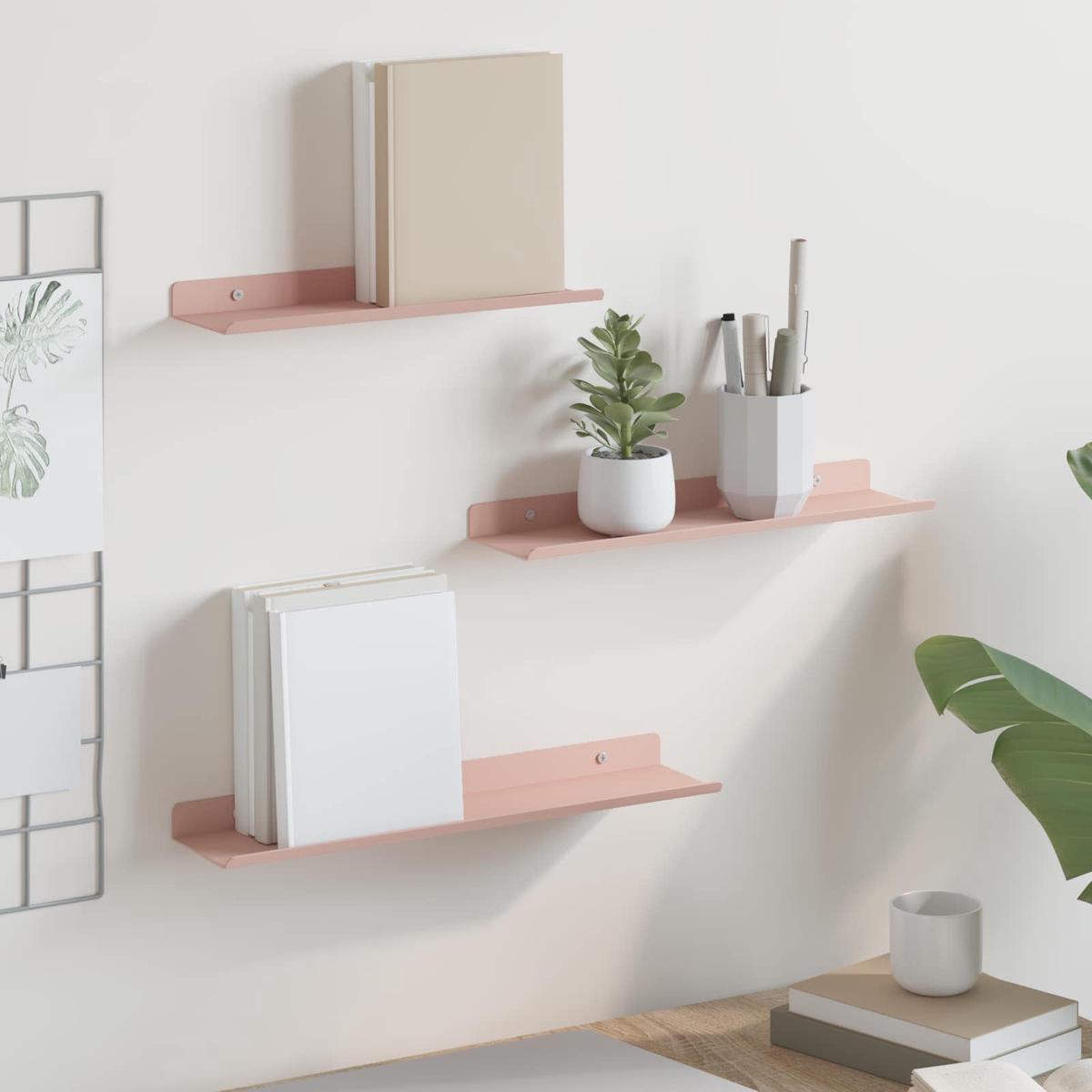 vidaXL Wall Shelf with Shelf Wall-mounted 3 pcs Pink 40 x 9 x 2.5 cm