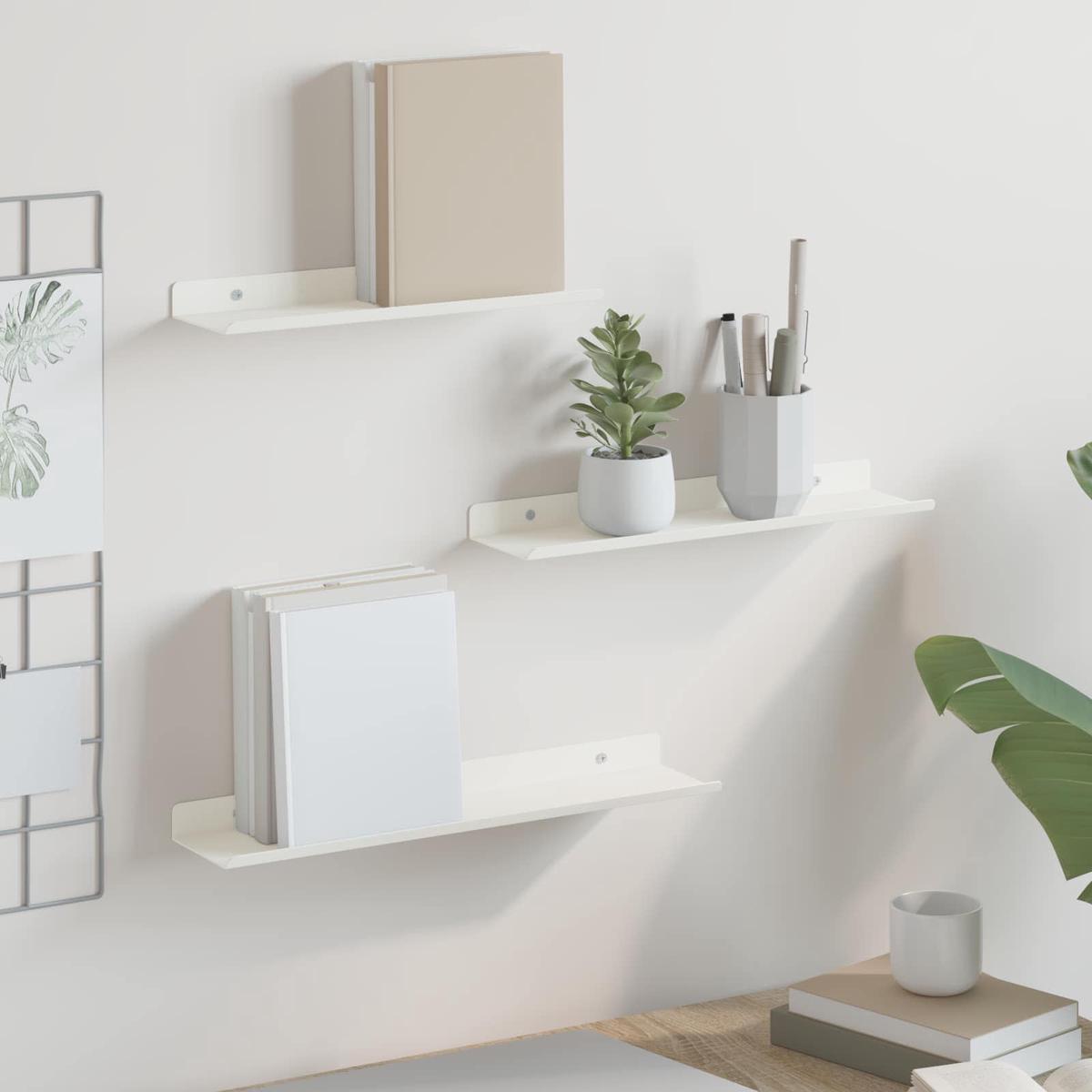 vidaXL Wall Shelf with Shelf Wall-mounted 3 pcs White 40 x 9 x 2.5 cm