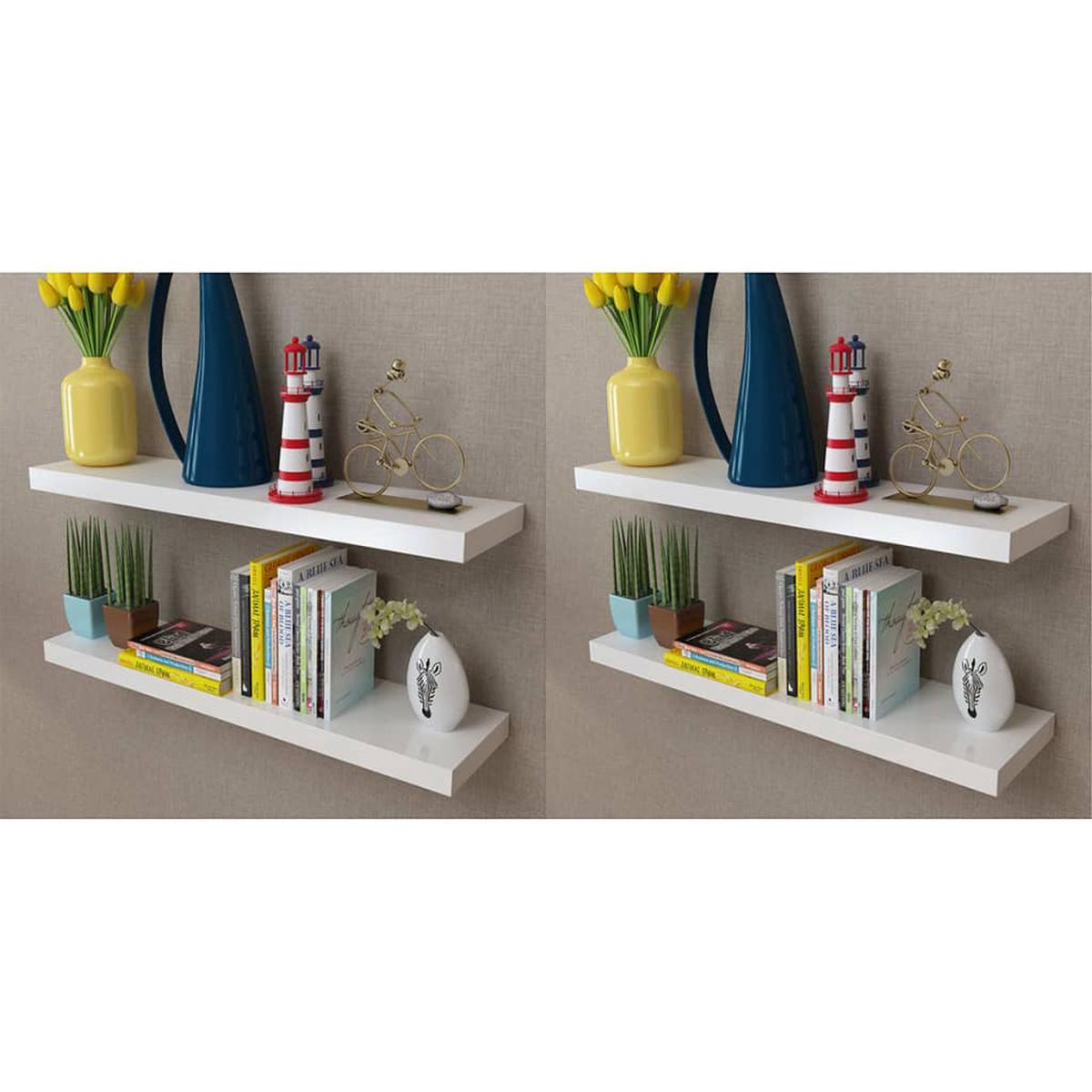 vidaXL Wall Shelves 4 pcs White 80 cm