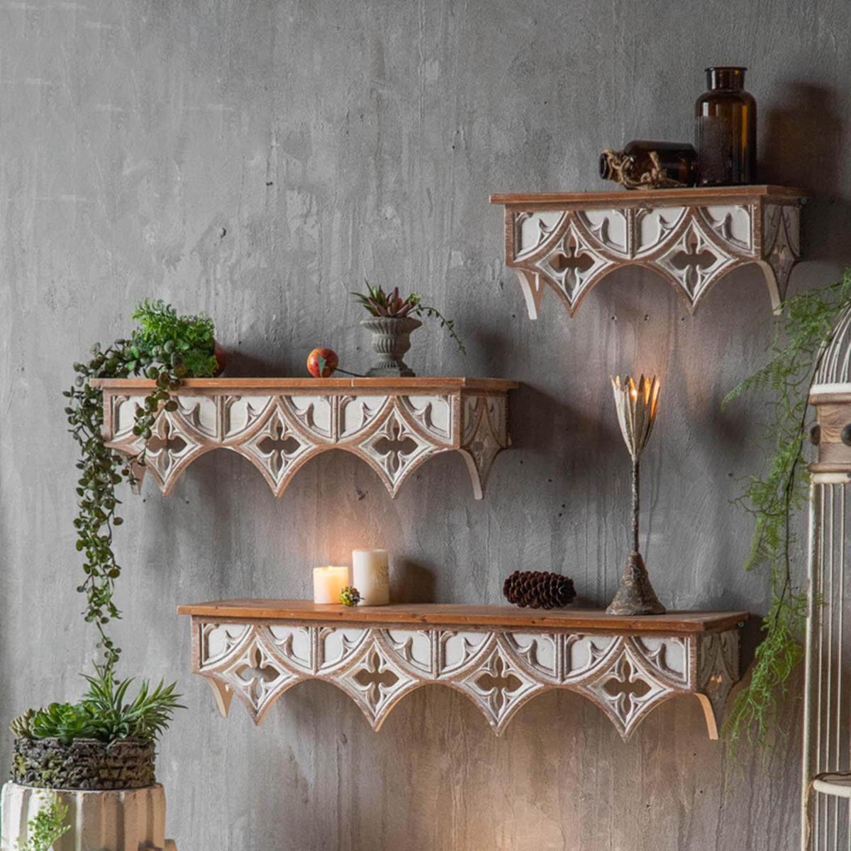 Antique Wooden Wall Mounted Shelf