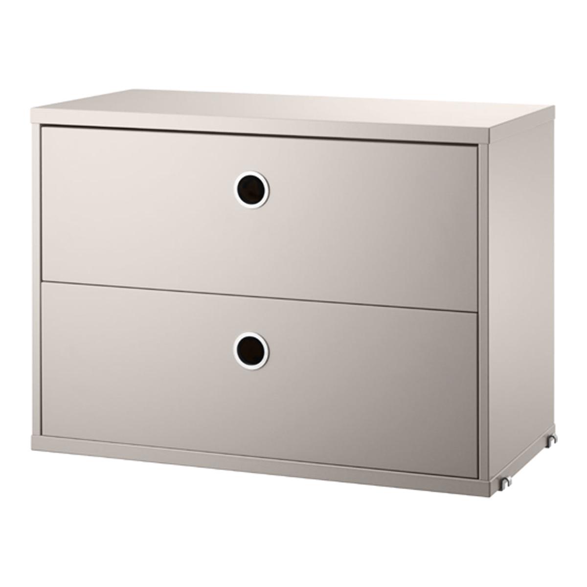 Cabinets with Two Drawers - Beige Lacquered MDF | 22.8" W x 11.8" D x 16.5" H