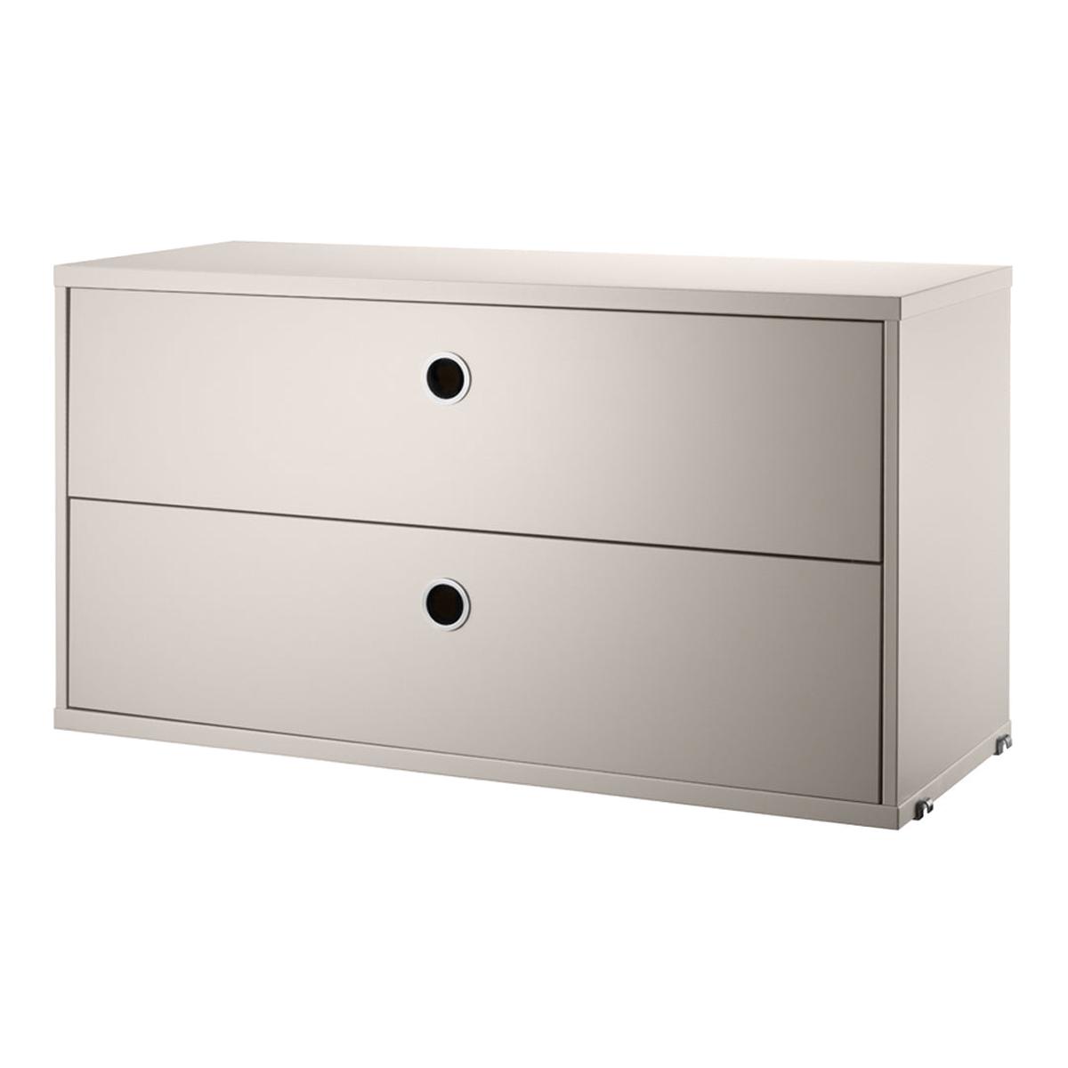 Cabinets with Two Drawers - Beige Lacquered MDF | 30.7" W x 11.8" D x 16.5" H