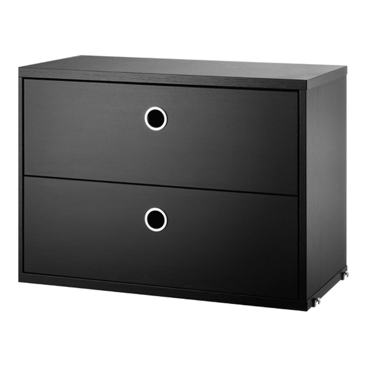Cabinets with Two Drawers - Dark Grey Lacquered MDF | 30.7" W x 11.8" D x 16.5" H