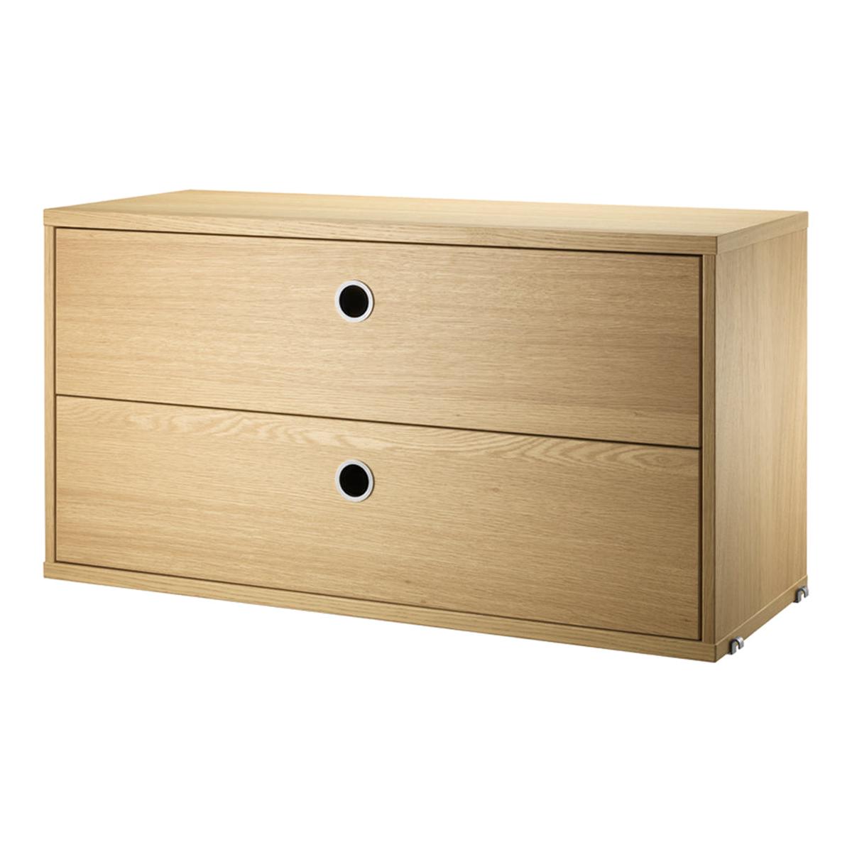 Cabinets with Two Drawers - Oak Veneered Particleboard | 30.7" W x 11.8" D x 16.5" H
