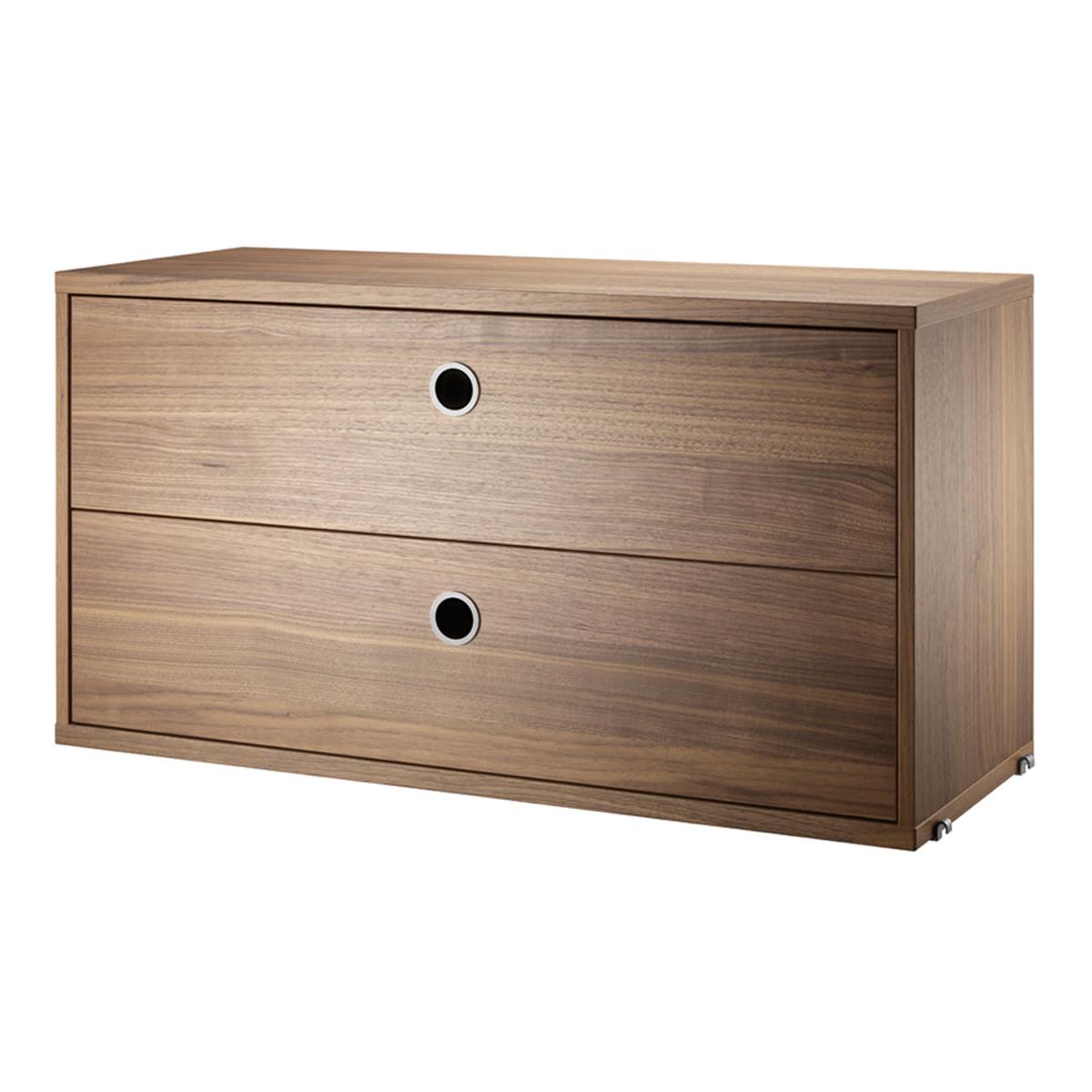 Cabinets with Two Drawers - Walnut Veneered Particleboard | 30.7" W x 11.8" D x 16.5" H