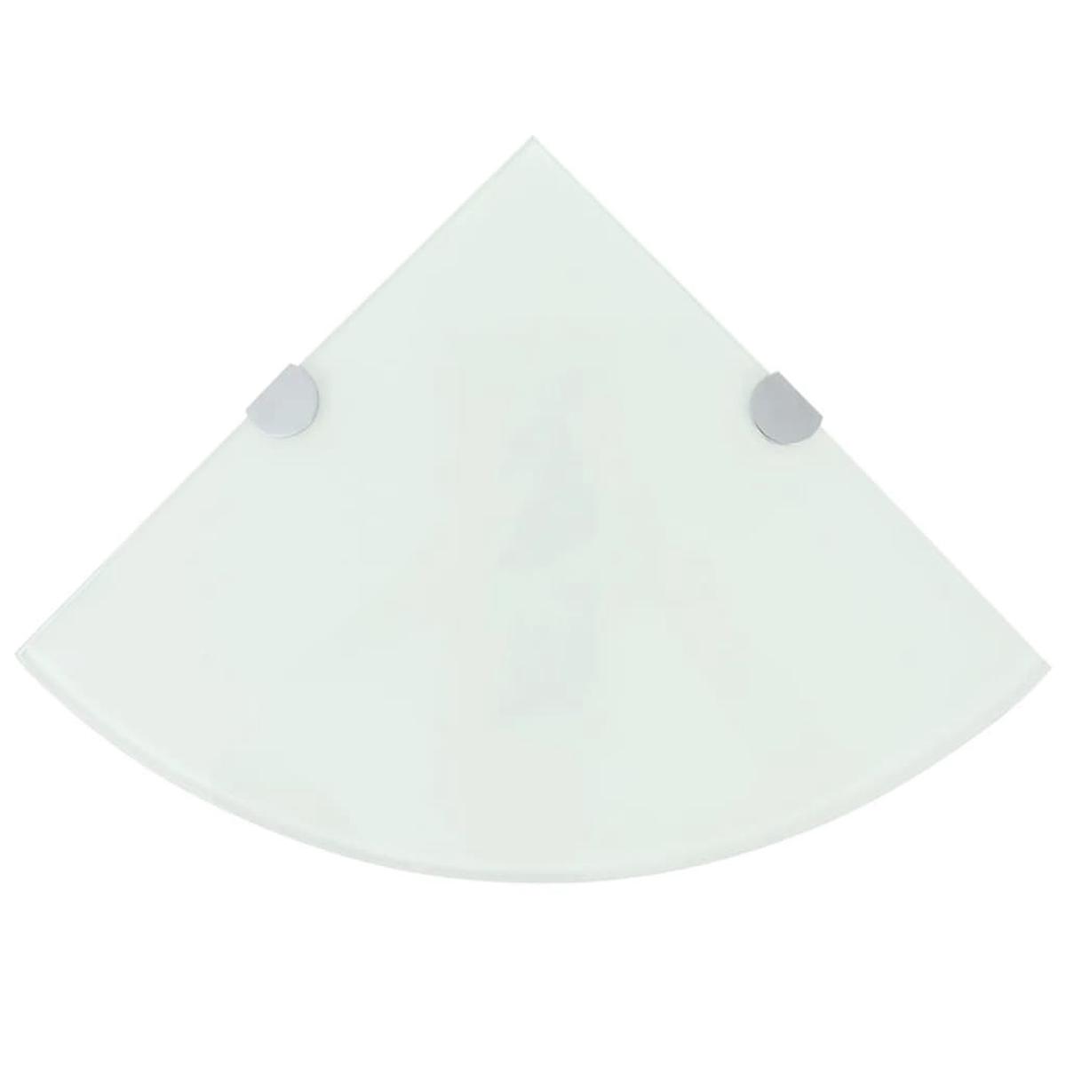 vidaXL Corner Shelf with Chrome Supports Glass White 35x35 cm