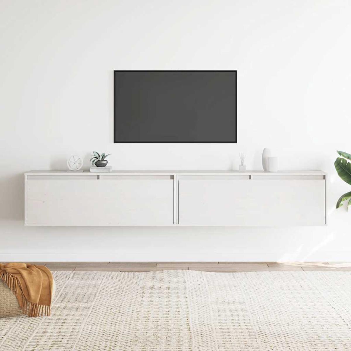 vidaXL Wall Cabinets 2 pcs White 100x30x35 cm Solid Wood Pine