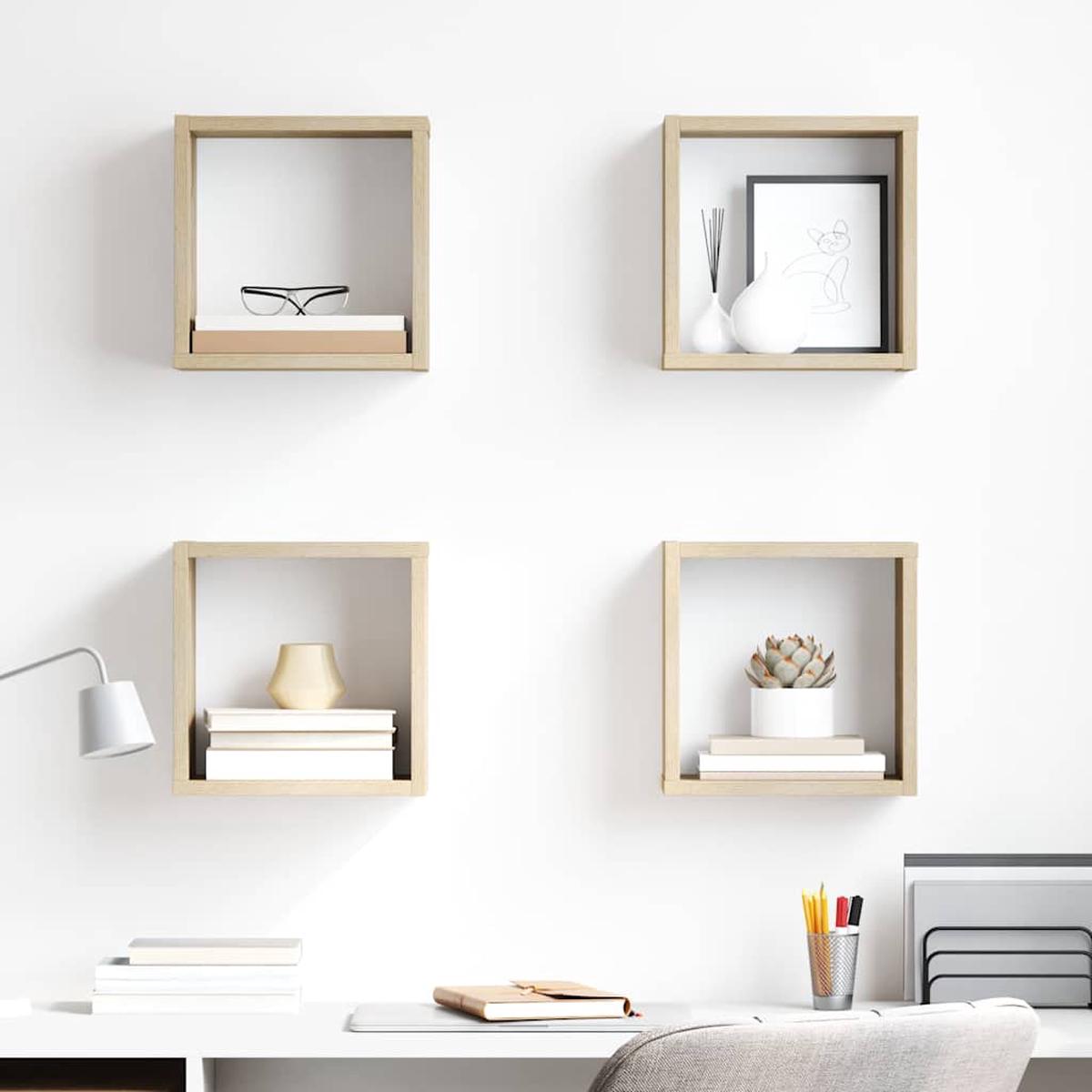 vidaXL Wall Cube Shelves 4 pcs Sonoma Oak 26x15x26 cm