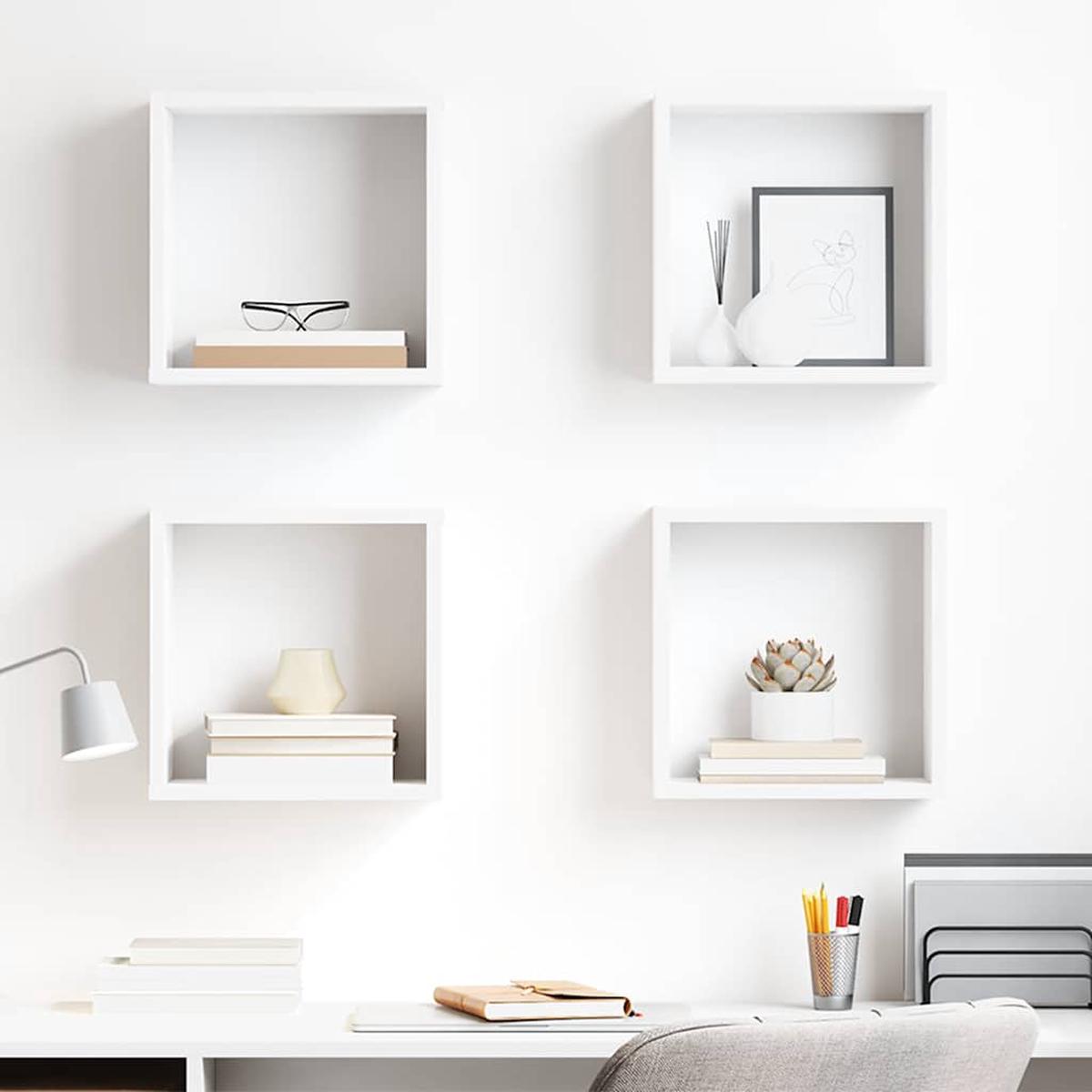 vidaXL Wall Cube Shelves 4 pcs White 30x15x30 cm