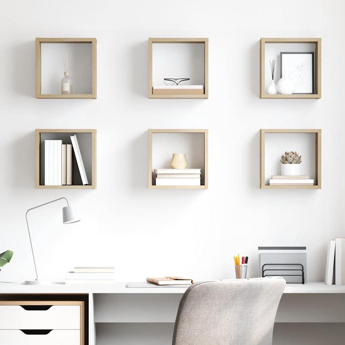 vidaXL Wall Cube Shelves 6 pcs Sonoma Oak 26x15x26 cm